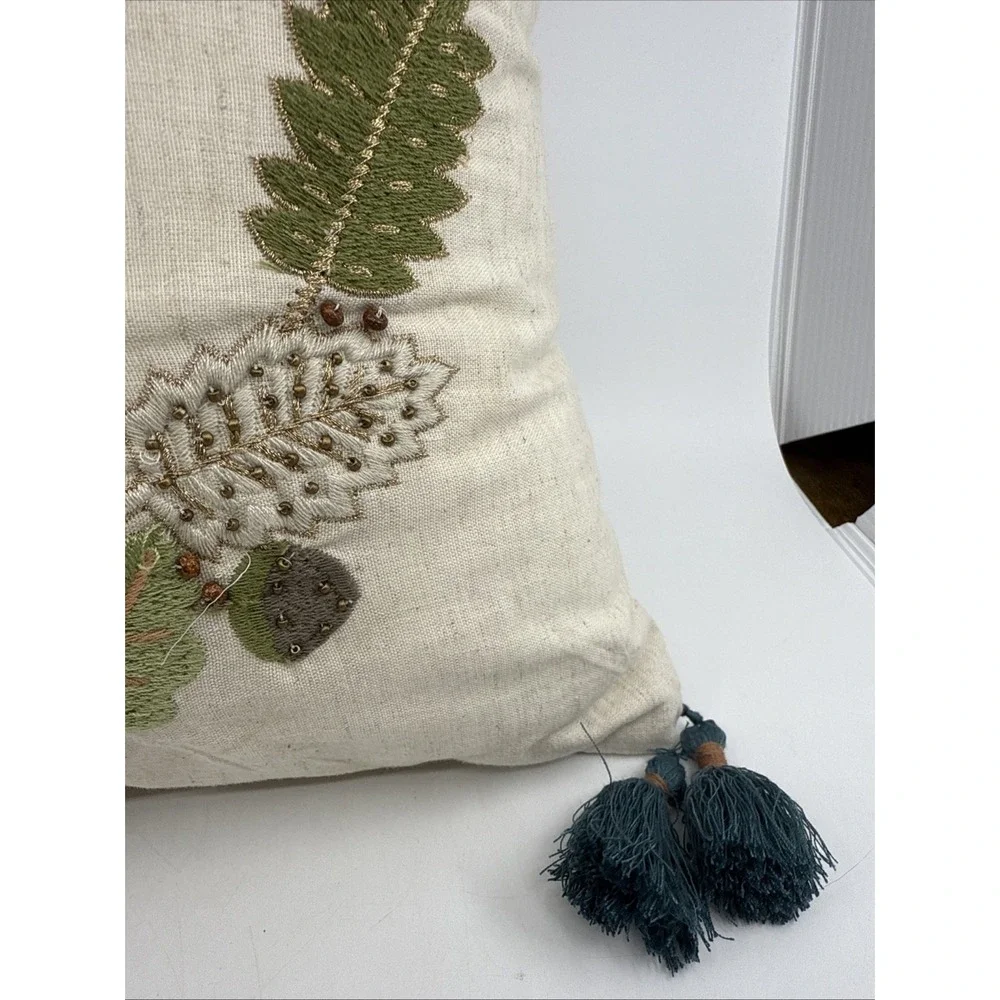 Pier 1 Embroidered Fox‎ Throw Pillow Vintage Tapestry Decorative 15